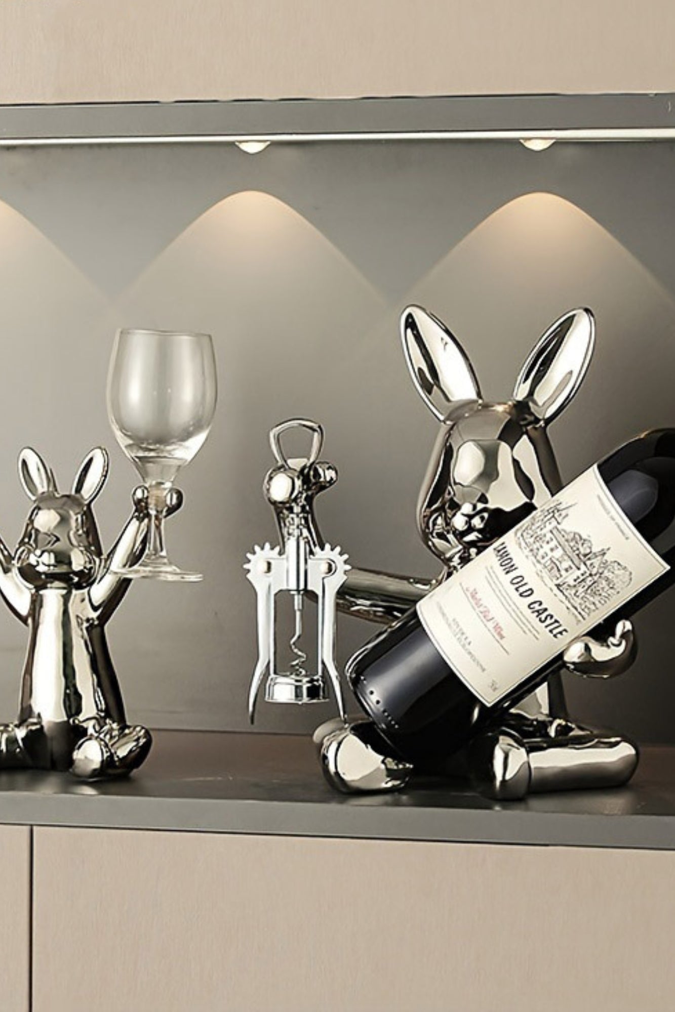 Suporte de Vinho com Abridor de Garrafa
