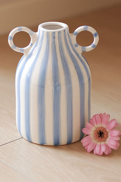 Vaso Decorativo Azul Listrado