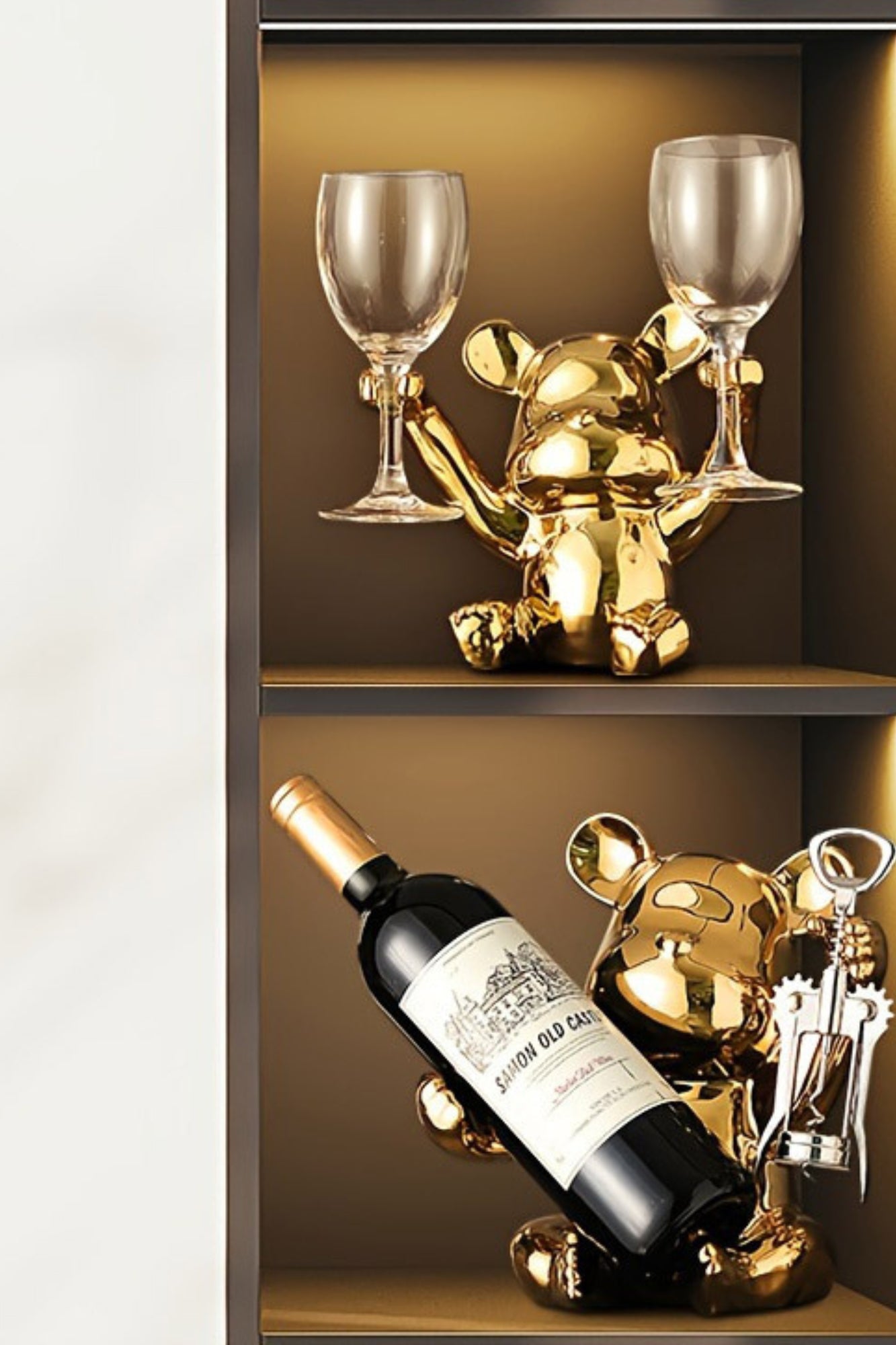Suporte de Vinho com Abridor de Garrafa
