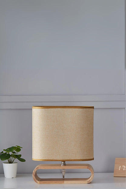 Luminária de Mesa com base de Madeira