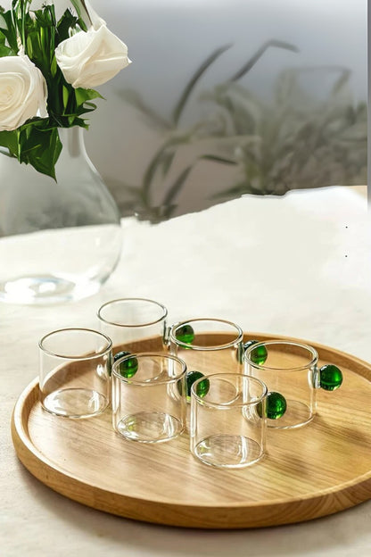 Jogo de Xícaras Cristal com Pegador Colorido